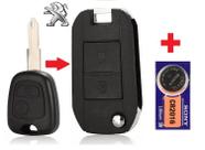 Carcaça Chave Canivete Peugeot 206 207 Hoggar + Pilha CR2016 - Adaptação - 2 Botões