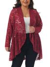 Cardigã Agnes Orinda Plus Size de renda para mulheres cor de vinho 2X