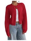 Cardigã COZYEASE Cropped Button Down Knit Y2k Red para mulheres