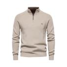 Cardigã De Algodão Com Zíper Para Homens, Gola Alta, Quente, Casual, Moda, Suéter Tricotado