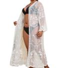 Cardigã de banho de malha transparente Beach Cover Up Plus Size