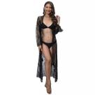 Cardigã de renda transparente para mulheres com capa de praia de manga comprida