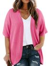Cardigã Eytino Plus Size para mulheres de manga curta rosa 2X