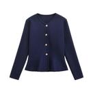 Cardigã Feminino Com Bainha Curta, Suéter Casual Com Botões, Top De Outono, Roupas Femininas