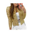 Cardigã Feminino De Cor Sólida Com Gola Alta, Curto, Casual E Versátil, Jaqueta De Festa E Moda