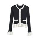 Cardigã Feminino De Tricô Com Gola Redonda E Manga Longa, Estilo Europeu-Americano, Outono