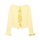 Cardigã Feminino De Tricô Cropped Com Manga Longa, Babados E Laço Frontal - Blusa Chique Para O