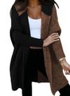 Cardigã feminino elegante, casual, com capuz, colorido, preto