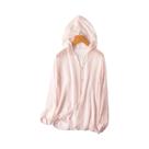 Cardigã Feminino Rosa De Seda Fino Com Capuz E Botões Manga Longa Blusa De Verão Para Praia M1152 Cardigã Feminino Rosa De Seda Fino Com Capuz E Botões Manga Longa Blusa De Verão Para Praia M1152