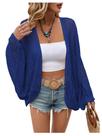 Cardigã feminino Verdusa de crochê de verão de grandes dimensões, tricotado azul