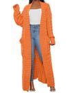 Cardigã LIVECLOTH Elegant Cable Kit, bolso duplo, longo, laranja, XL Cardigã LIVECLOTH Elegant Cable Kit, bolso duplo, longo, laranja, XL