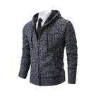Cardigã Masculino De Fleece Quente Com Zíper, Cor Sólida, Gola Alta, Casaco Casual Esportivo Para Cardigã Masculino De Fleece Quente Com Zíper, Cor Sólida, Gola Alta, Casaco Casual Esportivo Para
