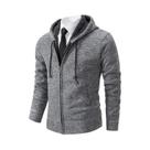 Cardigã Masculino De Fleece Quente Com Zíper, Cor Sólida, Gola Alta, Casaco Casual Esportivo Para