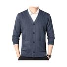 Cardigã Masculino De Tricô Com Decote Em V E Botões, Suéter Casual Para Outono/Inverno