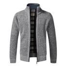 Cardigã Masculino Slim Fit De Lã Com Zíper Completo, Suéter Quente De Tricô, Casaco De Marca De Luxo