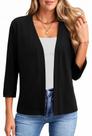 Cardigã Newchoice feminino com frente aberta, verão, preto, XXL