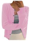 Cardigã RoseSeek feminino de malha canelada com botões rosa Cardigã RoseSeek feminino de malha canelada com botões rosa