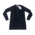 Cardigan Aberto Tricot Preto Basic+ Confortável Meia-Estação