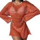 Cardigan Beach Cover Up, malha de crochê, manga comprida para mulheres