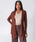 Cardigan Feminino Assimétrico Alongado Marisa Marrom-52061