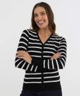 Cardigan Feminino Botões Listrado Marisa Preto-49845