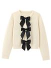 Cardigan Feminino Casual de Malha - Manga Comprida, Gola Redonda e Laço Decorativo