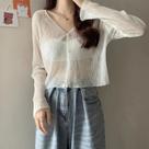 Cardigan Feminino Cropped - Decote V, Transparente e Casual para Verão