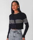 Cardigan Feminino Cropped Listrado Marisa Preto-49027
