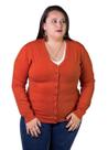 Cardigan Feminino Facinelli Plus Size 658124 Laranja