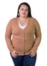 Cardigan Feminino Facinelli Plus Size 658124 Marrom