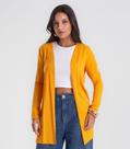 Cardigan Feminino Ribana Canelada Básico Endless Amarelo