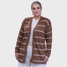 Cardigan Feminino Tricot Longo Listras Finas