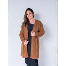 Cardigan Feminino Tricot Premium Longo Detalhes Bolinha Inverno Casual
