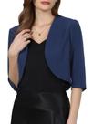 Cardigan Hobemty feminino de manga 3/4 aberta na frente azul escuro
