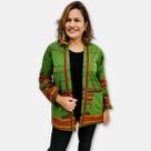 Cardigan Indiano Capa Casaco com Bordados e Bolsos Boho