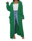 Cardigan LIVECLOTH Cable Knit Chunky Green para mulheres tamanho S