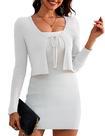 Cardigan Mujer a.Jesdani con Lazo Frontal Tejido de Punto en Blanco Talle M Cardigan Mujer a.Jesdani con Lazo Frontal Tejido de Punto en Blanco Talle M
