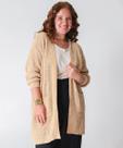 Cardigan Plus Size Feminino Chenille Brilho Lurex Marisa Bege