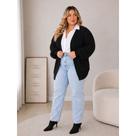 Cardigan Plus Size Longo de Inverno Manga Bufante Moda Tricot Feminina Outono Inverno