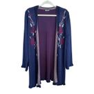 Cardigan Tricot Feminino Casaco Aberto Azul Floral GG Clajan