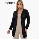 Cardigan Tricot Manga Longa Vazado