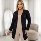 Cardigan Tricot Manga Longa Vazado