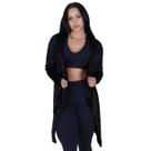 Cardigan Veludo Aberto Feminino Alongado Com manga Longa Casual Cardigan Veludo Aberto Feminino Alongado Com manga Longa Casual
