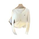 Cardigans De Malha Bordados De Manga Longa Y2K Para Mulheres, Moda Streetwear, Tops Sólidos 2025