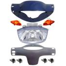 Carenagem Farol, Capa Cinza, Pisca, Bloco Biz 2001 Azul Es