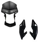 Carenagem Mascara Farol + Par Bananinhas Lateral Cg Titan 150 Fan 125/150/160 Start 2014 A 2021 Preto