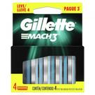 Carga Aparelho Barbear Gillette Mach3 com 4 unidades