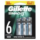 Carga de Aparelho para Barbear Gillette Mach3 Com 6 Unidades Carga de Aparelho para Barbear Gillette Mach3 Com 6 Unidades