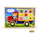 Carga Didatica Brinqmutti Jogo Tabuleiro de Encaixe Madeira 7 Temas Brinquedo Recreativo Educativo