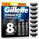 Carga para Aparelho de Barbear Gillette Mach3 Carbono 8 Unidades